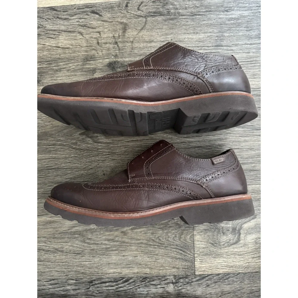 Pikolinos Mens Dress Shoes Sz 12 Brown Leather Round Toe Lace Up Wingtip Oxfords
